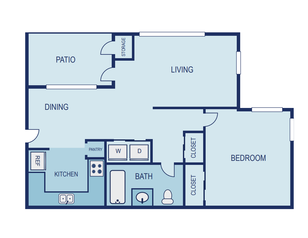 1 Bed / 1 Bath - Upgraded Floor Plan 1